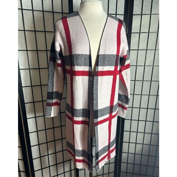 Joseph A Crean/Black/Red Striped Open Front Cardigan - Picture 1 of 8